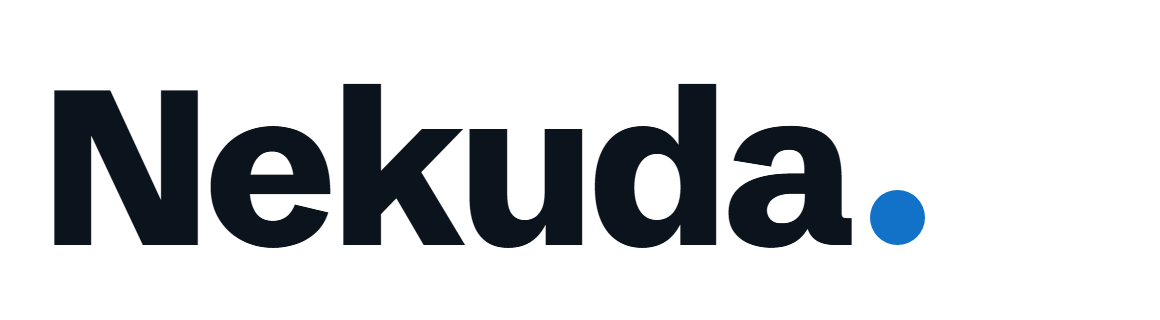 Nekuda wordmark, ink with cyan period
